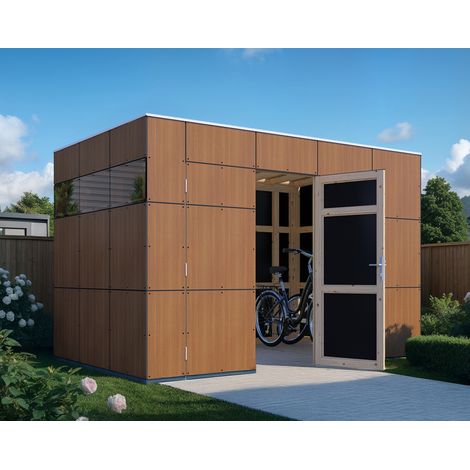 Abri de jardin HPL 2 Bertilo Noyer 7,14m² (1/5)