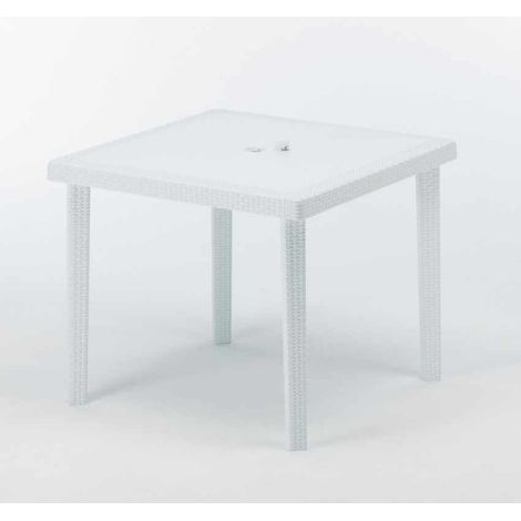 Tavolo bar giardino poly rattan quadrato 90x90 Grand Soleil Boheme - Bianco