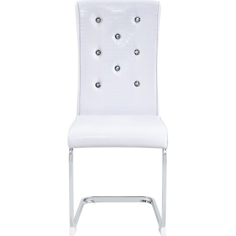 Lot de 4 chaises de salle à manger rétro effet peau de crocodile, rembourrées, avec design à boucle cristal et revêtement façon cuir, pour apporter une touche d’élégance et de mystère à l’espace repas (1/5)