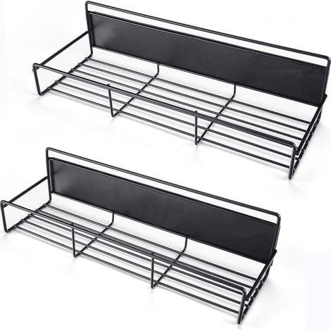 Ensemble de 2 pièces (noir) Étagère à épices de cuisine à fixation magnétique, étagère de rangement latérale sans réfrigérateur, étagère multifonctionnelle en fer forgé (1/5)