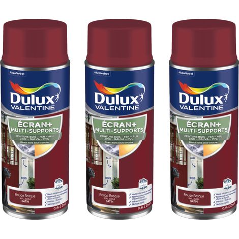 ECRAN+ MULTI-SUPPORTS EXTERIEURE Satin - Lot de 3 aérosols en phase aqueuse - Rouge Basque 400 ml - Dulux Valentine