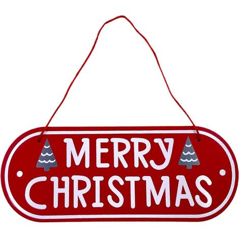 Lot de 2 pendentifs de Noël en bois « Joyeux Noël », plaque de Noël en bois à accrocher à une porte, décoration pour sapin de Noël. (1/5)