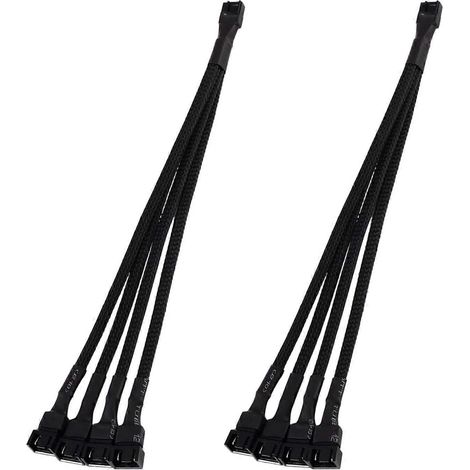 2er-Pack 26 cm 4-Pin PWMs Lüfterverlängerungskabel für PC-Gehäusekühlung mit Temperaturregelung und PVC-Material, mehrfarbig (1 für vier) (1/5)