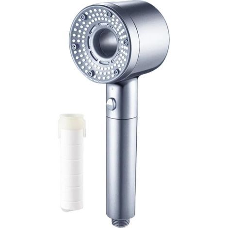 Pomello doccia 7 in 1, 5 modalità regolabili, alta pressione, risparmio idrico, filtro portatile, gancio, tubo, accessori per il bagno (1/5)
