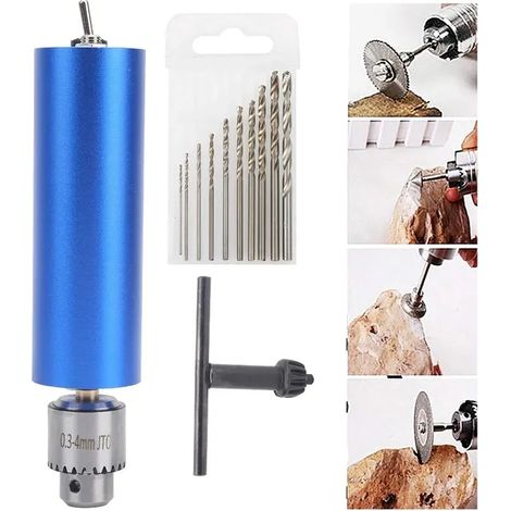 Mini perceuse portable en aluminium, 10 embouts de perçage, mandrin 0.3–4 mm réglable, outil électrique de précision pour bricolage et usage domestique (1/5)