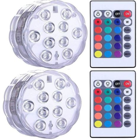 Luci LED sommergibili impermeabili per jacuzzi, spa, laghetti luci LED subacquee con 2 telecomandi per basi di vasi, acquari, feste, Halloween e decorazioni per la casa. (1/5)