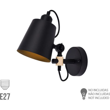 Metallische Wandleuchte E27 60 W Farbe Schwarz 25 x 27 cm EDM