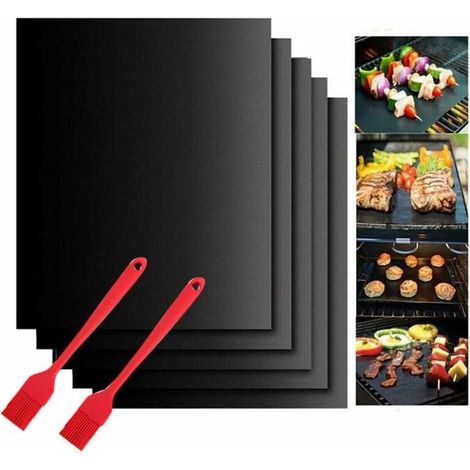 ZVD-Tapis de Cuisson Barbecue,5 PcsTapis Barbecue Set-40x33cm,feuille de cuisson reutilisable,feuille teflon,pour Barbecue à Gaz,électriques et Charbon (40x33 cm) (1/4)