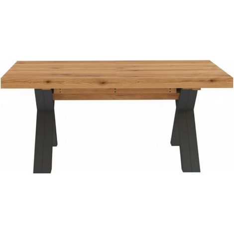 Tavolo Allungabile Milonga410 160 cm con Piano Rovere nodato e Gambe Incrociate Antracite