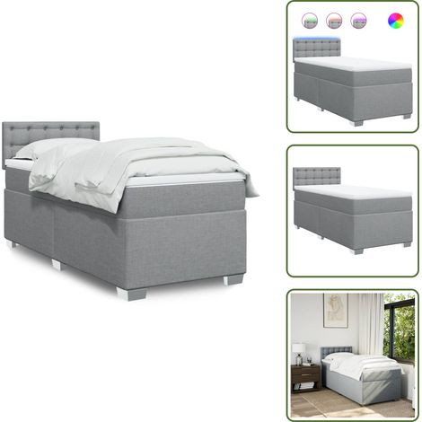 Boxspringbett mit Matratze Hellgrau 80x200 cm Stoff - Boxspringbett - Doppelbett - Bettenrahmen - Schlafsystem - Liegekomfort (1/5)