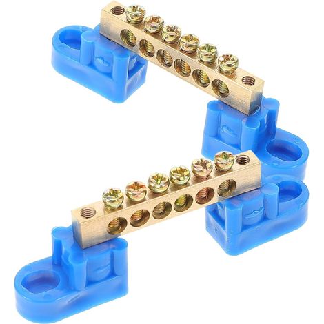 2pcs Bloc de Mise la Terre Cuivre à 6 Bornes Optimise la Transmission de Courant Gain de Temps pour Distribution Électrique et Connexions de Mise la Terre (1/5)