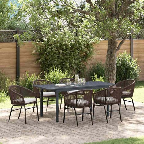 Conjunto de Comedor de Jardín 7 pcs Marrón ratán sintético (1/5)