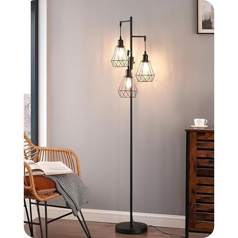 Floor Lamp Living Room, 3 Lights, LED Dimmable, Industrial (1/5)