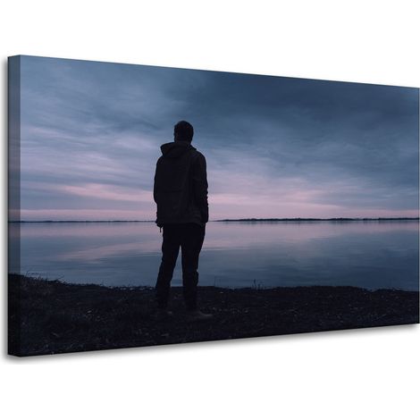 Leinwanddruck Landschaft See Mann 100x60