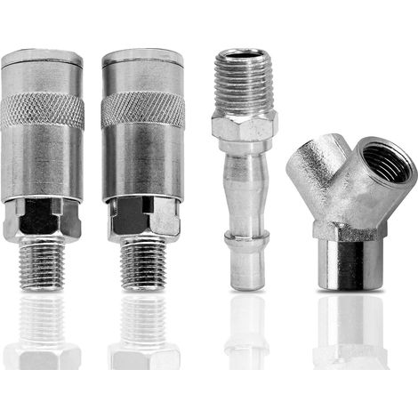Dapetz ® Airline 3 Way Y Connector Bayonet Quick Release Push Fit Fittings for PCL Vertex Compressor Air Hose (1/5)