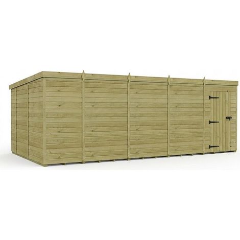 19ft x 10ft Pent Garden Shed Single Door No Windows - Pressure Treated Timber - L579 x W305 x H210 cm - Natural
