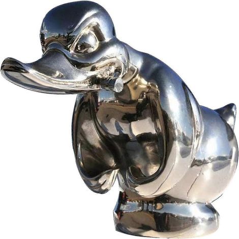 Canard en résine en colère, ornement de capot pour voiture ou moto, noir et argent. Décoration raffinée. (1/2)