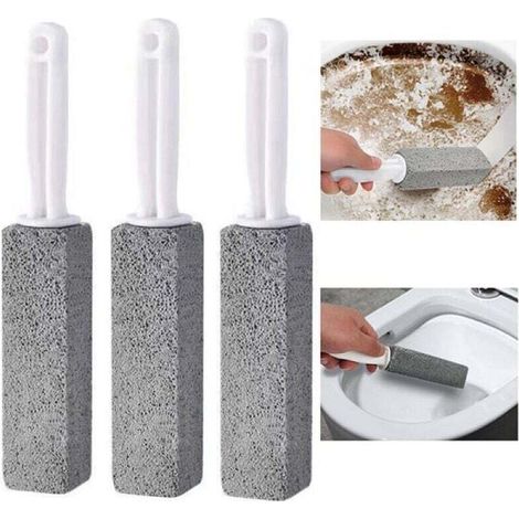 3-teiliges WC-Bürstenset aus Bimsstein (Grau, 3,8 x 3,8 x 23,5 cm), für die WC-Reinigung im Haushalt, Limettengrau – Crezuo
