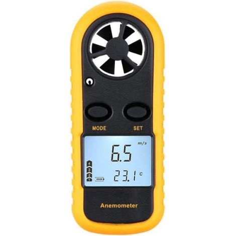 Anémomètre - LCD Rétroéclairé - Mesure Vitesse Vent 0-30 M/S Température -10 À 45 ℃ - Portable - 1 Pièce (1/4)