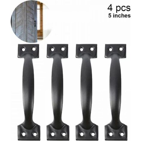 (5 Inch, Black) 4 Piece Barn Door Pulls for Wooden Fence Door Pulls, Vintage Cabinet Pulls for Kitchen Cabinets Furniture Drawers Cabinet Hardware (1/5)