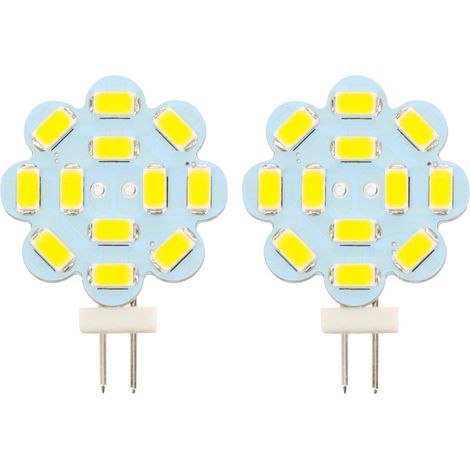 Lot de 2 ampoules G4 SMD 12/24V diamètre 30mm connexion latérale (1/2)