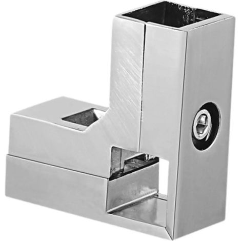 Connecteur argent en forme de L pour tube carr de 25 mm (1/5)