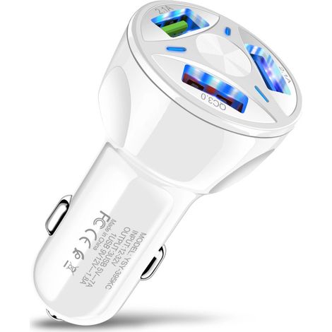 QC3.0 Autohalterung Ladekabel Schnellladehub mit 3USB-Ausgangsanschluss für 3.1A Telefon Weiß
