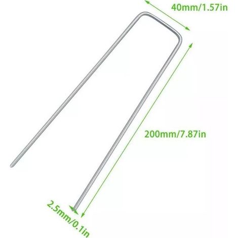 Piquets de sol,Ancrages au sol en acier inoxydable,pour la fixation de toiles de paillage,200 x 40 mm,Ø 2,5 mm,Acier inoxydable,50 pièces (1/4)