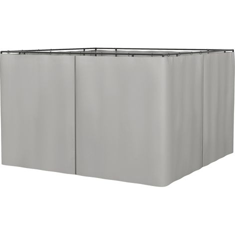 4 Parois Latérales pour Pavillon de Jardin - Outsunny - rotéger de la pluie vent soleil - 352 x 205 cm - Polyester - gris clair