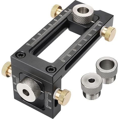 Gabarit de perçage pour trous de cheville, outil de travail du bois multifonctionnel 2 en 1, guide de perçage pour trous de vis pour plaques verticales et horizontales (1/5)