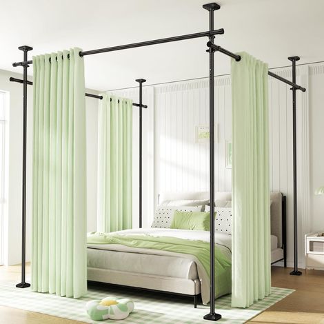 Tringles à Rideaux Verticales très résistantes sans dommage par perçage - 122-305 cm (H) 71-380 cm (l) - Noir (1/5)