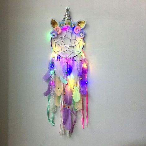 Décoration murale attrape-rêves licorne violette (1/5)