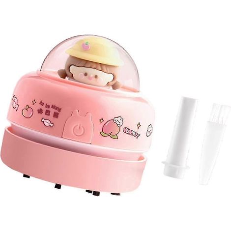Aspirateur de bureau, nettoyeur de table, balai à poussière portable et économe en énergie, mini modèle portatif pour le bureau, la maison, l'école et les miettes d'ordinateur-pink (1/5)