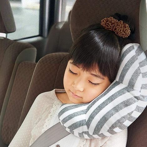 Cuscino per auto per bambini, adattatore per auto, cuscino per bambini, cuscino per il collo, spalline per auto, protezione per cintura di sicurezza, cuscino per le spalle (grigio)