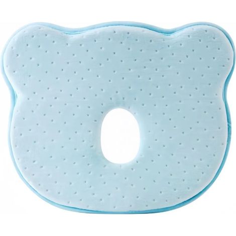 Almohada ortopédica para bebés, adecuada para el síndrome de cabeza plana, almohada suave, azul. (1/5)