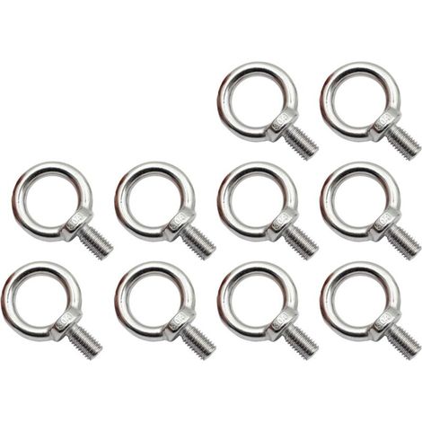RHG Lot de 10 boulons à œil M8 en acier inoxydable, boulons à œil antirouille, boulon à œil rond, boulon à œil rond, boulon à œil, acier inoxydable 304, pas facile à corroder. (1/5)