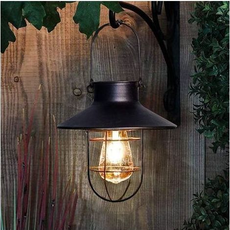 Lanterne Solaire Extérieure Vintage avec Ampoules LED Chaudes pour Jardin, Terrasse et Allée