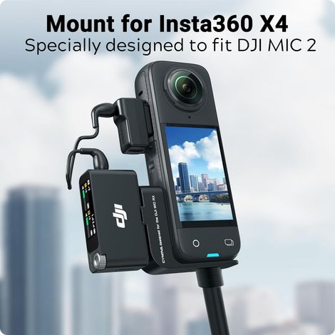 CYNOVA Zubehörschuhhalterung für DJI MIC RX Mikrofon mit Insta360 X4/X3/X2 (1/5)