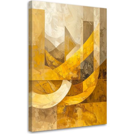 Quadro su tela, Forme geometriche astratte giallo e beige, 20x30 (1/5)