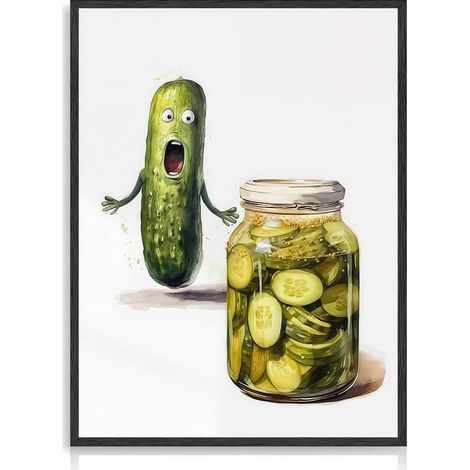 Poster mural amusant de cuisine, image de cornichon vert olive pour décoration de salle à manger, 30,5 x 40,6 cm, sans cadre (1/5)