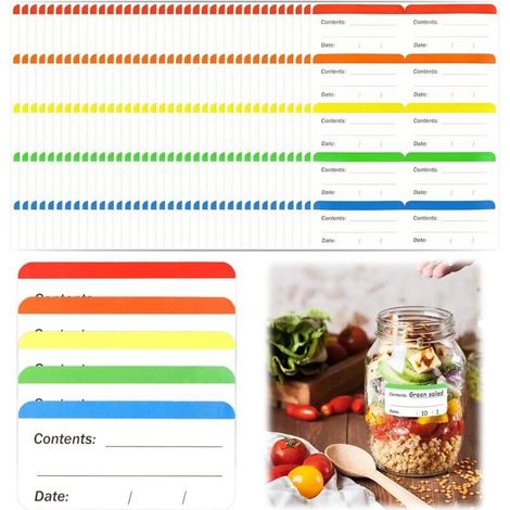 GDHZS- Lot de 360 Étiquettes Congélation Colorées, Étiquettes Autocollantes Sans Résidu pour Bocaux et Aliments, Organisation Cuisine et Réfrigérateur (6 x 3 cm) (1/4)