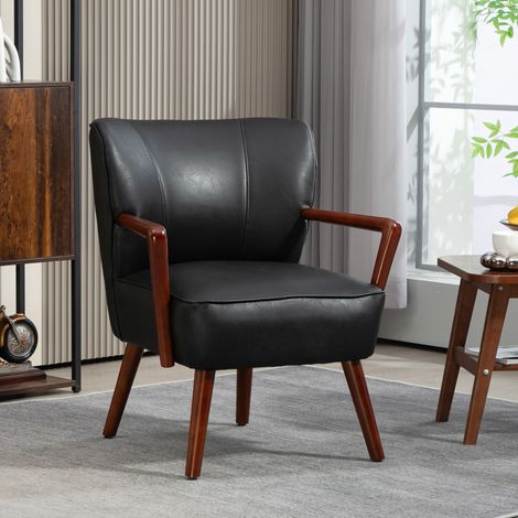 Poltrona con braccioli in similpelle nera, 67 x 77 x 80 cm DESVIAE (1/5)