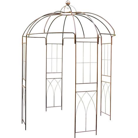 Metall Rosen Pavillon rostbraun - 270 cm - Stahl Rosenbogen Rankgitter Rankhilfe