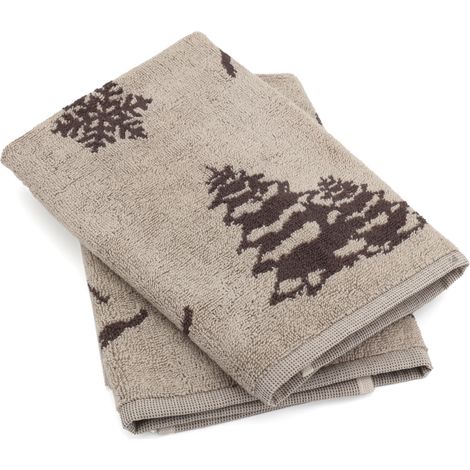 Lot de 2 torchons de cuisine éponge coton SKI 50x50 cm