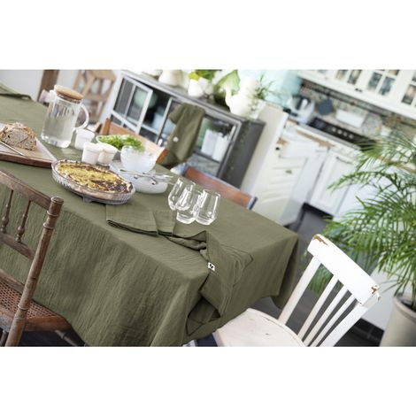 Nappe rectangle 150 x 350 cm Gaze de coton Romarin (1/2)