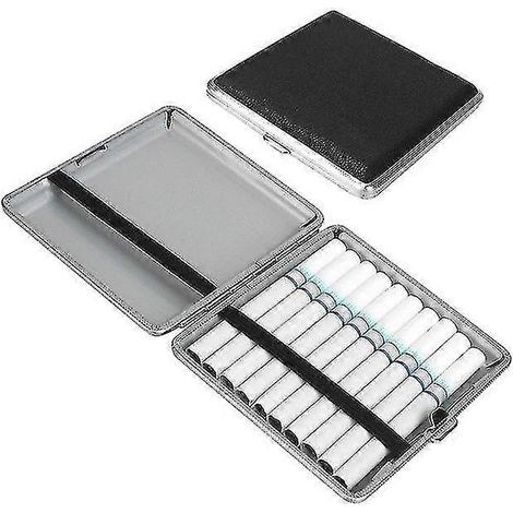 Boîte à cigarettes en acier inoxydable à double ouverture, étuis à cigares en cuir pour 20 cigarettes, Betterlifefg (1/5)