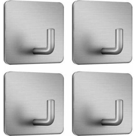 Crochets porte-serviettes, adaptés pour suspendre vêtements et manteaux, crochets muraux, acier inoxydable, lot de 4 (argenté) (1/4)