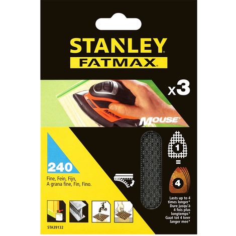 Hojas de lija x3 grano 240 para mouse Stanley STA39132-XJ