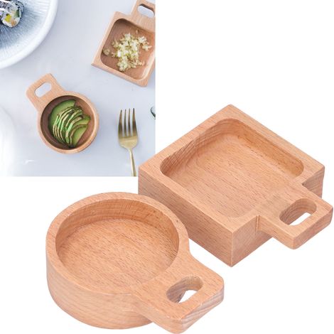 Plate En Bois De Hêtre Avec Poignée Pour Apéritif Et Pique-Nique Ensemble Vaisselle Intérieur Extérieur Lot De 2 (1/5)