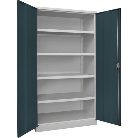 Pavoy Schwerlastschrank 1950x1040x630, 4 Fachböden a 120 kg Traglast, RAL 7035/7016 (1/2)